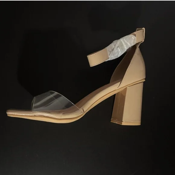 Torrid Beige Block Heel Sandals with Clear Straps - Picture 3 of 4